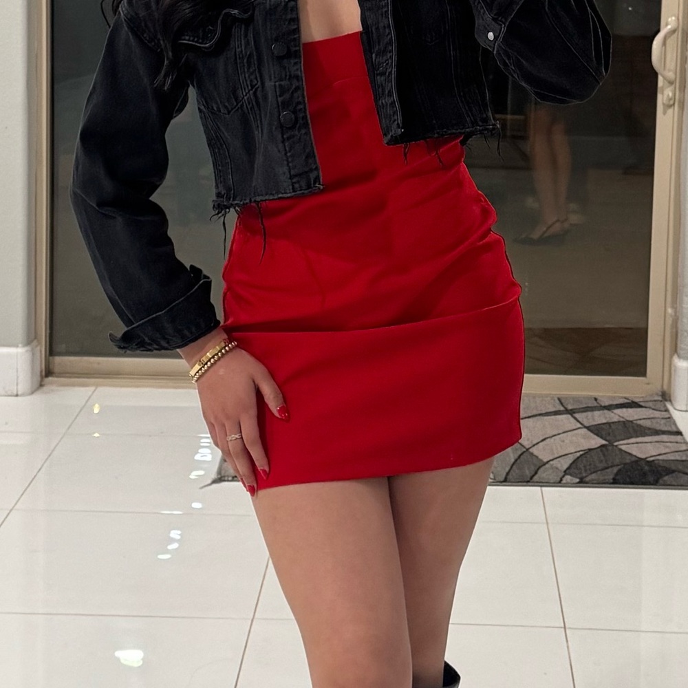 Zara Red Mini Dress with Black Jacket